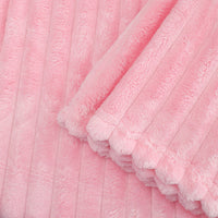 HKM-440339 Super Soft Modern Strip Pattern Polyester Fiber Sofa Blanket - Versatile for All Seasons, Available in White and Pink