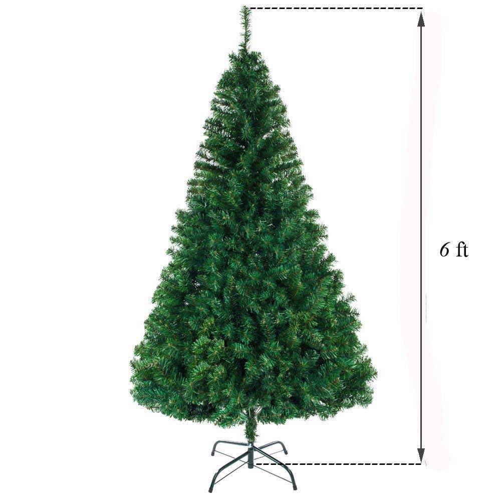 HKM-440403 6ft Green Christmas Tree with 1050 Branches, PVC Material, Easy Setup, Metal Base