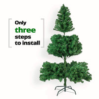 HKM-440403 6ft Green Christmas Tree with 1050 Branches, PVC Material, Easy Setup, Metal Base