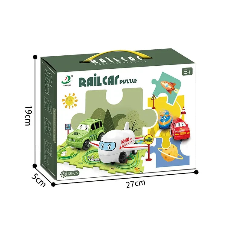 HKM-440403 Children's DIY Puzzle Tracks and Vehicle Slot Rail Car Adventure Set