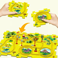 HKM-440403 Children's DIY Puzzle Tracks and Vehicle Slot Rail Car Adventure Set