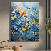 HKM-440531 Hand-Painted Butterfly Oil Painting on Canvas - Modern Abstract Wall Art for Home Décor