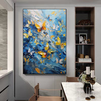HKM-440531 Hand-Painted Butterfly Oil Painting on Canvas - Modern Abstract Wall Art for Home Décor