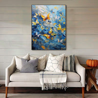 HKM-440531 Hand-Painted Butterfly Oil Painting on Canvas - Modern Abstract Wall Art for Home Décor