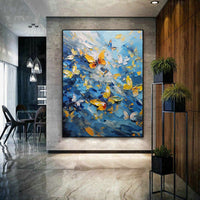 HKM-440531 Hand-Painted Butterfly Oil Painting on Canvas - Modern Abstract Wall Art for Home Décor