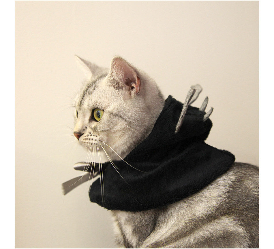HKM-440595 Cute Black Bat Hooded Cloak for Halloween - Cotton Fabric with Scarf 30cm