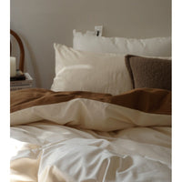 HKM-440595 Double-sided Long-staple Cotton Brushed Bed Sheet Set in Milk Coffee Color