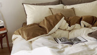 HKM-440595 Double-sided Long-staple Cotton Brushed Bed Sheet Set in Milk Coffee Color
