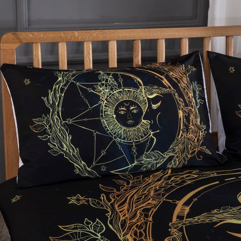 HKM-440915 Cross-border Gold Sticker Series Three-Piece Bed Set - Polyester, Reactive Print, Available in Black Gold