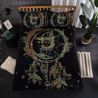 HKM-440915 Cross-border Gold Sticker Series Three-Piece Bed Set - Polyester, Reactive Print, Available in Black Gold