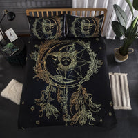 HKM-440915 Cross-border Gold Sticker Series Three-Piece Bed Set - Polyester, Reactive Print, Available in Black Gold