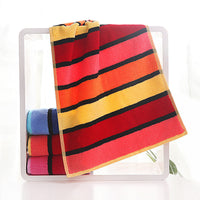 HKM-441171 Soft Cotton Striped Face Towel for Couples - Quick Absorbent, 72x36 cm, Available in Yellow, Red, Blue