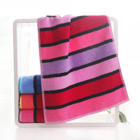 HKM-441171 Soft Cotton Striped Face Towel for Couples - Quick Absorbent, 72x36 cm, Available in Yellow, Red, Blue