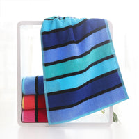 HKM-441171 Soft Cotton Striped Face Towel for Couples - Quick Absorbent, 72x36 cm, Available in Yellow, Red, Blue