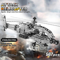 HKM-441171 Stainless Steel DIY Model Helicopter Building Block Set for Ages 8 and Up