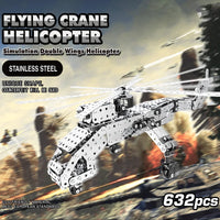 HKM-441171 Stainless Steel DIY Model Helicopter Building Block Set for Ages 8 and Up