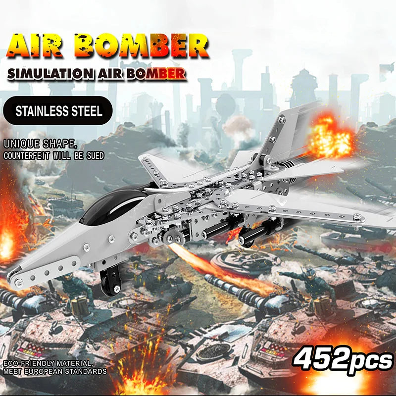 HKM-441171 Stainless Steel DIY Model Helicopter Building Block Set for Ages 8 and Up