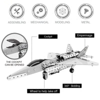 HKM-441171 Stainless Steel DIY Model Helicopter Building Block Set for Ages 8 and Up