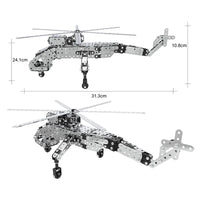 HKM-441171 Stainless Steel DIY Model Helicopter Building Block Set for Ages 8 and Up