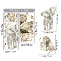 HKM-441427 Boho Large Tropical Tree Wall Sticker with African Wildlife Design for Children's Rooms and Living Spaces