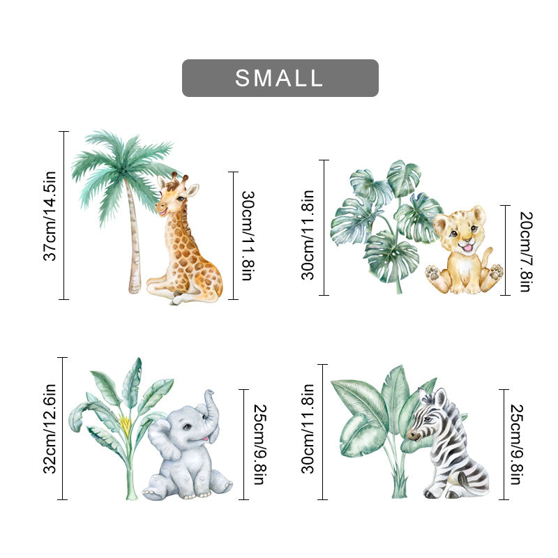 HKM-441427 Boho Large Tropical Tree Wall Sticker with African Wildlife Design for Children's Rooms and Living Spaces