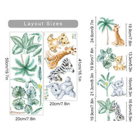 HKM-441427 Boho Large Tropical Tree Wall Sticker with African Wildlife Design for Children's Rooms and Living Spaces