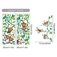 HKM-441427 Boho Large Tropical Tree Wall Sticker with African Wildlife Design for Children's Rooms and Living Spaces