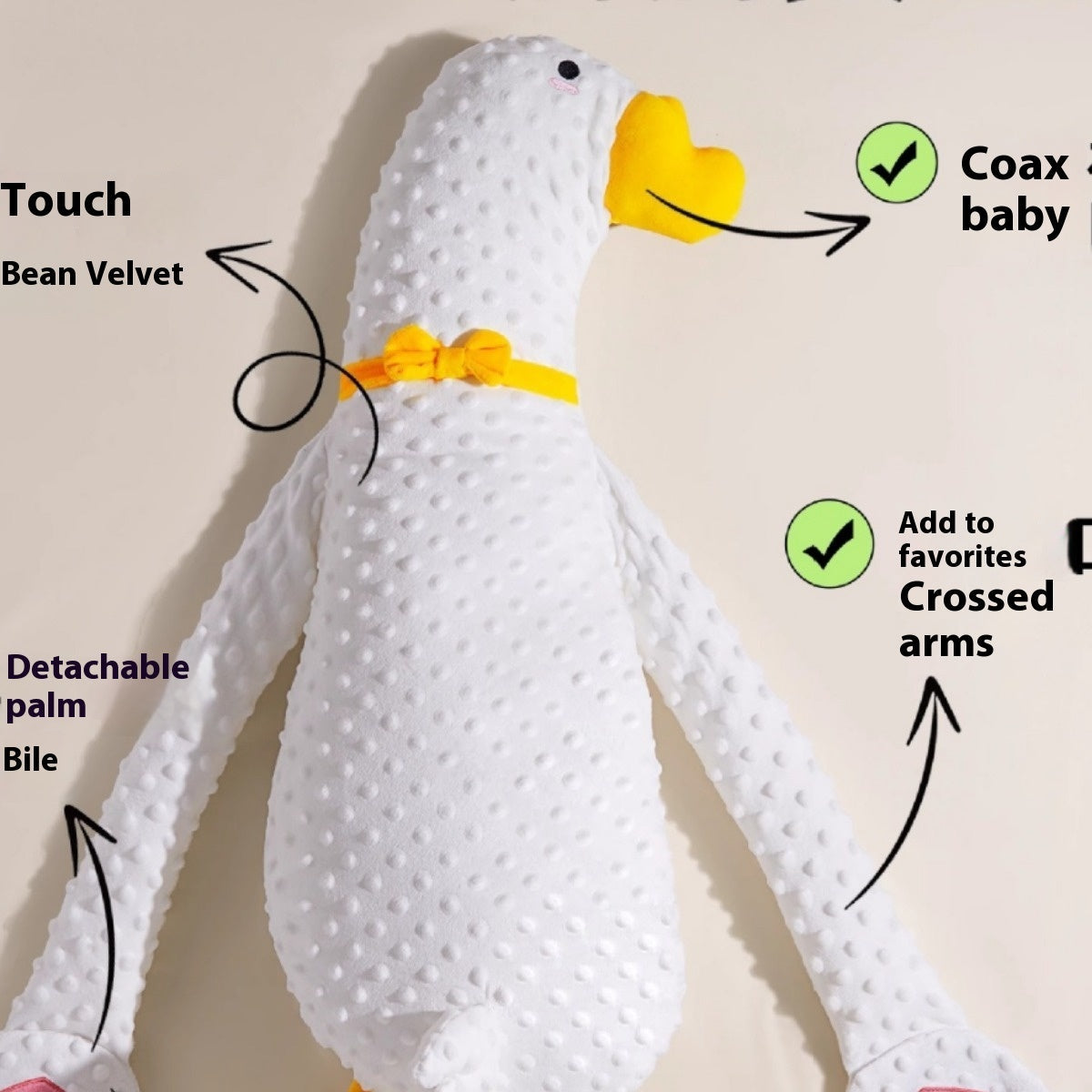 HKM-441555 Big White Geese Baby Soothing Pillow for Comfort and Relaxation