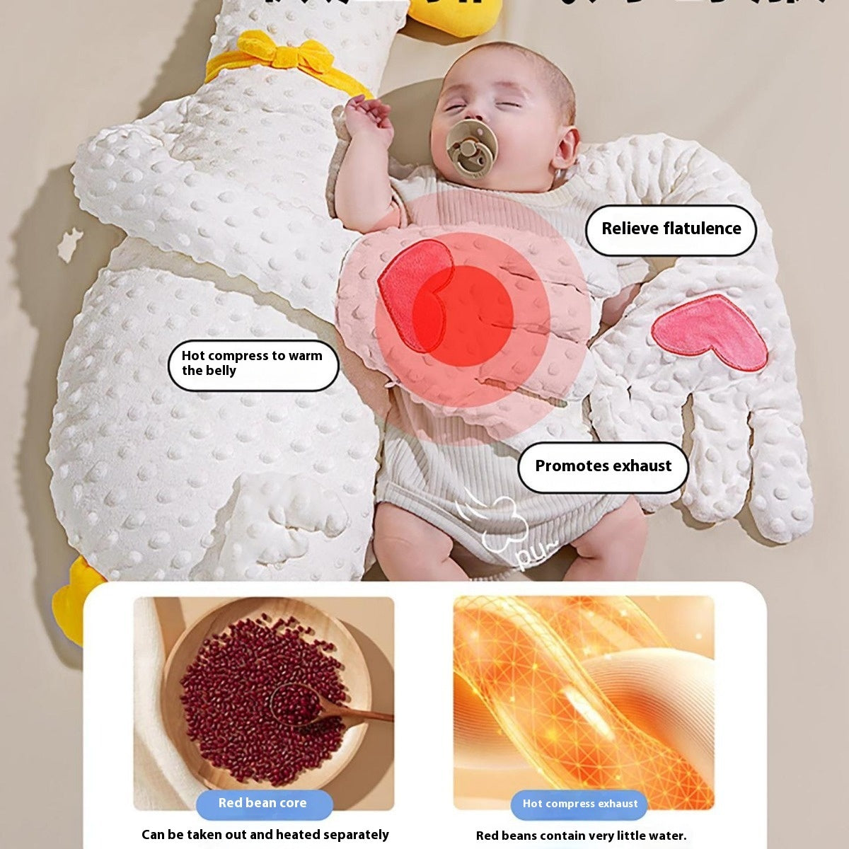 HKM-441555 Big White Geese Baby Soothing Pillow for Comfort and Relaxation