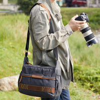 HKM-441619 Waterproof Canvas Messenger Bag for SLR Cameras, Soft Handle, Multiple Colors