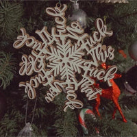 HKM-441875 Wooden Christmas Snowflake Letter Shaped Pendant - 14x12.7cm