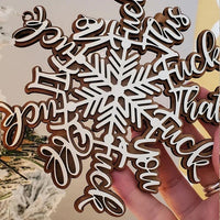 HKM-441875 Wooden Christmas Snowflake Letter Shaped Pendant - 14x12.7cm