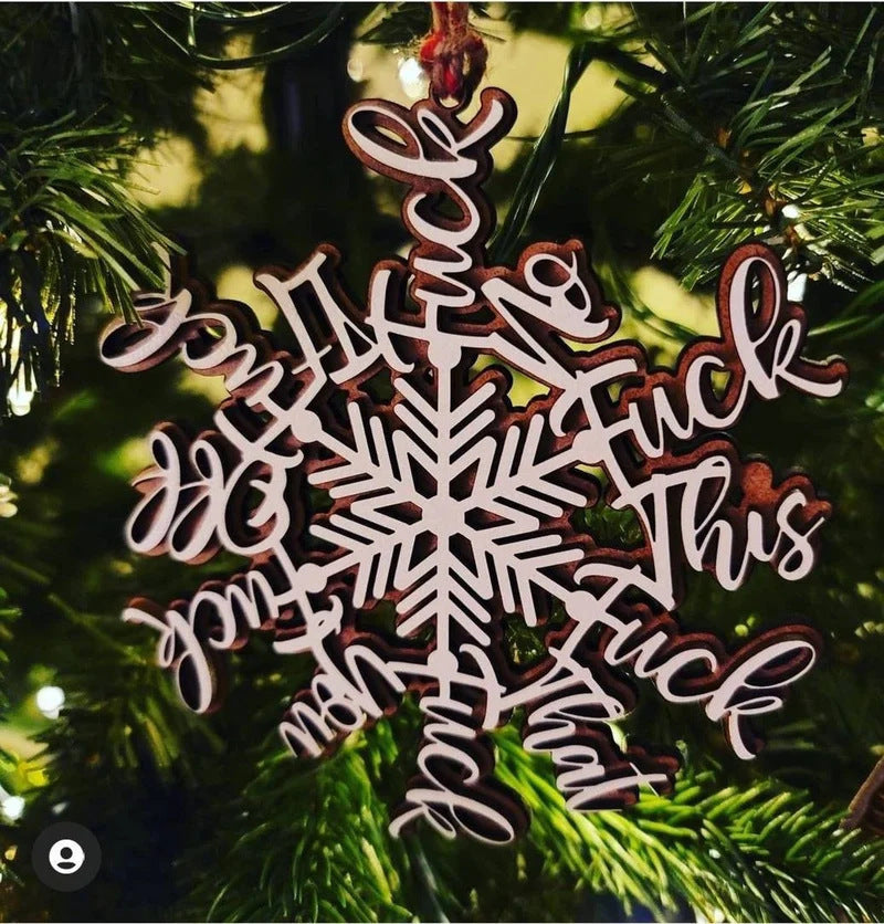 HKM-441875 Wooden Christmas Snowflake Letter Shaped Pendant - 14x12.7cm