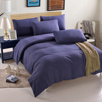 HKM-442067 Nordic Solid Color Aloe Cotton 4-Piece Bedding Set with Jacquard Quilt Cover and Pillowcases