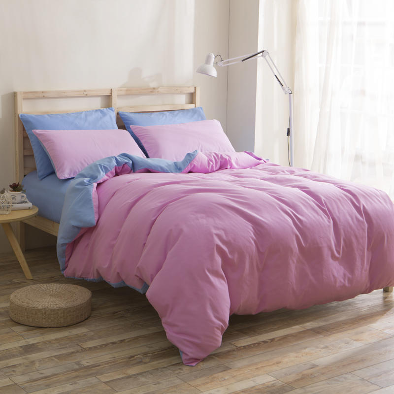 HKM-442067 Nordic Solid Color Aloe Cotton 4-Piece Bedding Set with Jacquard Quilt Cover and Pillowcases
