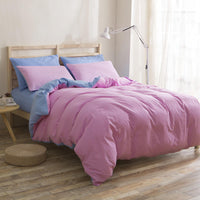 HKM-442067 Nordic Solid Color Aloe Cotton 4-Piece Bedding Set with Jacquard Quilt Cover and Pillowcases