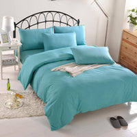 HKM-442067 Nordic Solid Color Aloe Cotton 4-Piece Bedding Set with Jacquard Quilt Cover and Pillowcases