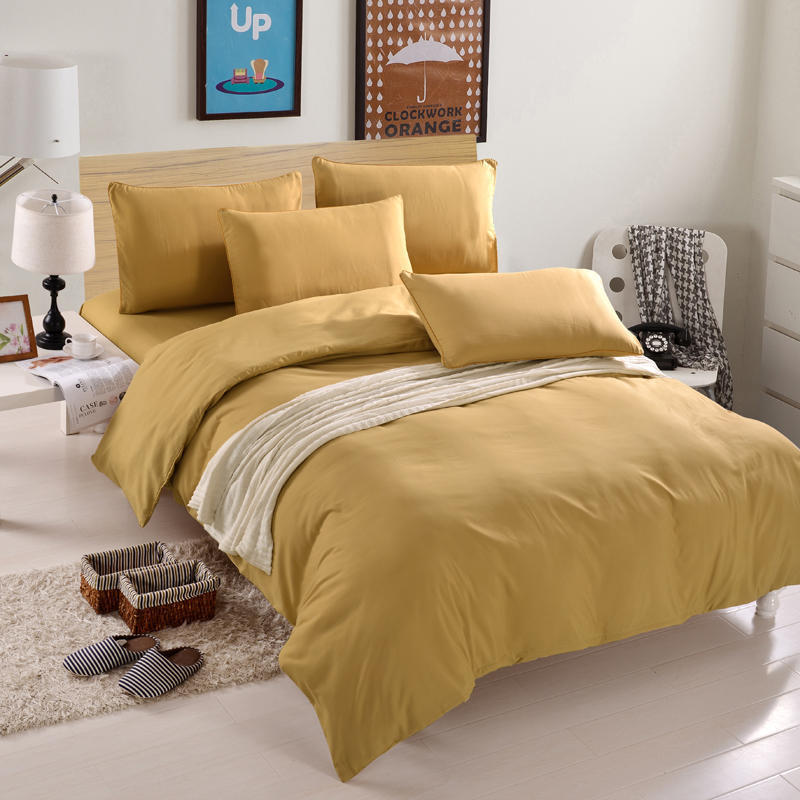 HKM-442067 Nordic Solid Color Aloe Cotton 4-Piece Bedding Set with Jacquard Quilt Cover and Pillowcases