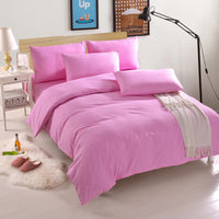 HKM-442067 Nordic Solid Color Aloe Cotton 4-Piece Bedding Set with Jacquard Quilt Cover and Pillowcases