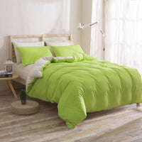 HKM-442067 Nordic Solid Color Aloe Cotton 4-Piece Bedding Set with Jacquard Quilt Cover and Pillowcases