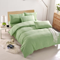 HKM-442067 Nordic Solid Color Aloe Cotton 4-Piece Bedding Set with Jacquard Quilt Cover and Pillowcases