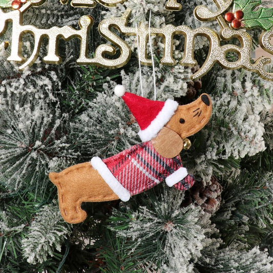 HKM-442195 Dressed Sausage Dog Christmas Decoration Pendant in Multiple Colors - 15x10cm