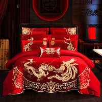 HKM-442515 Embroidered Cotton Bedding Set - Happy Wedding Series, 4 Pieces, 1.8m Bed Size, Floral Design