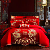 HKM-442515 Embroidered Cotton Bedding Set - Happy Wedding Series, 4 Pieces, 1.8m Bed Size, Floral Design