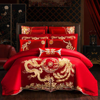 HKM-442515 Embroidered Cotton Bedding Set - Happy Wedding Series, 4 Pieces, 1.8m Bed Size, Floral Design