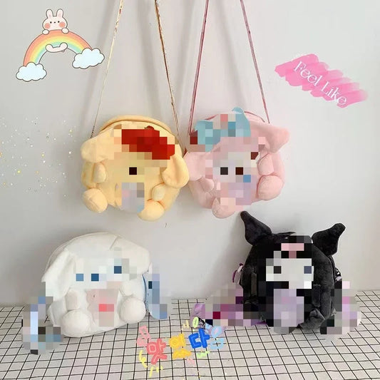 KTX-442579 Plush Crossbody Bag with Adjustable Strap for Girls - Anime Series Design, Comfortable for Daily Use