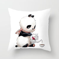 HKM-442643 Cartoon Panda Pillowcase - Cozy Peach Skin Cushion Cover for Bedroom and Living Room, 45x45cm