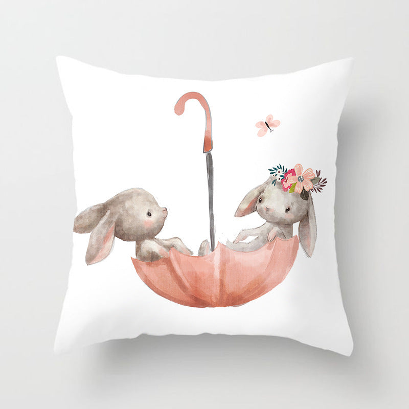 HKM-442643 Cartoon Panda Pillowcase - Cozy Peach Skin Cushion Cover for Bedroom and Living Room, 45x45cm