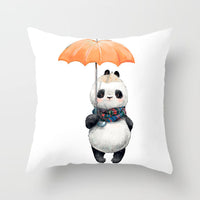 HKM-442643 Cartoon Panda Pillowcase - Cozy Peach Skin Cushion Cover for Bedroom and Living Room, 45x45cm