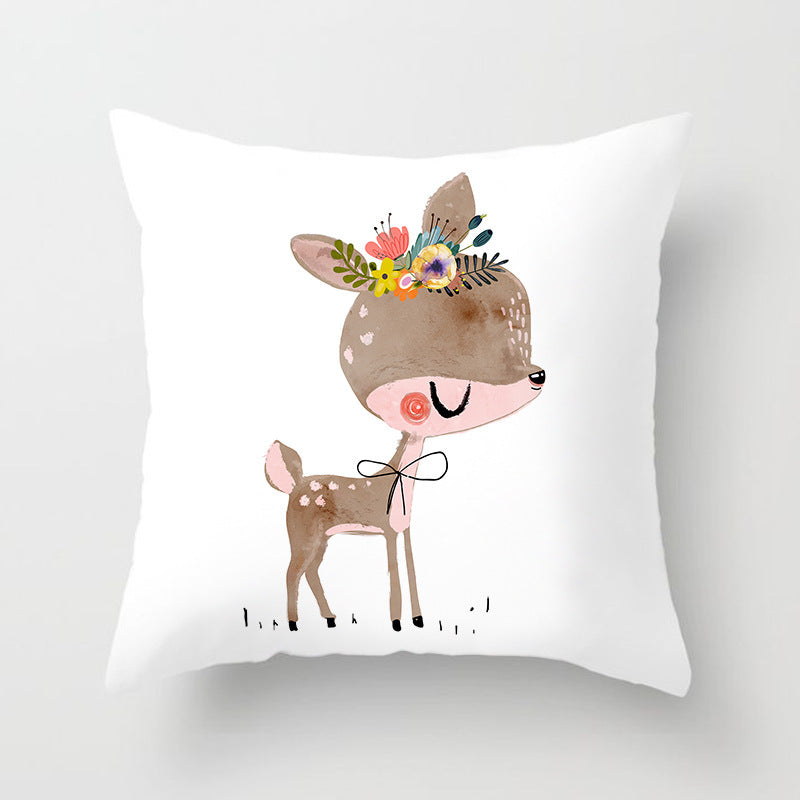 HKM-442643 Cartoon Panda Pillowcase - Cozy Peach Skin Cushion Cover for Bedroom and Living Room, 45x45cm